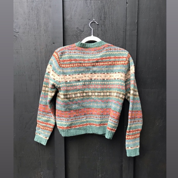 fair isle sweater shetland wool zip up - Picture 3 of 4